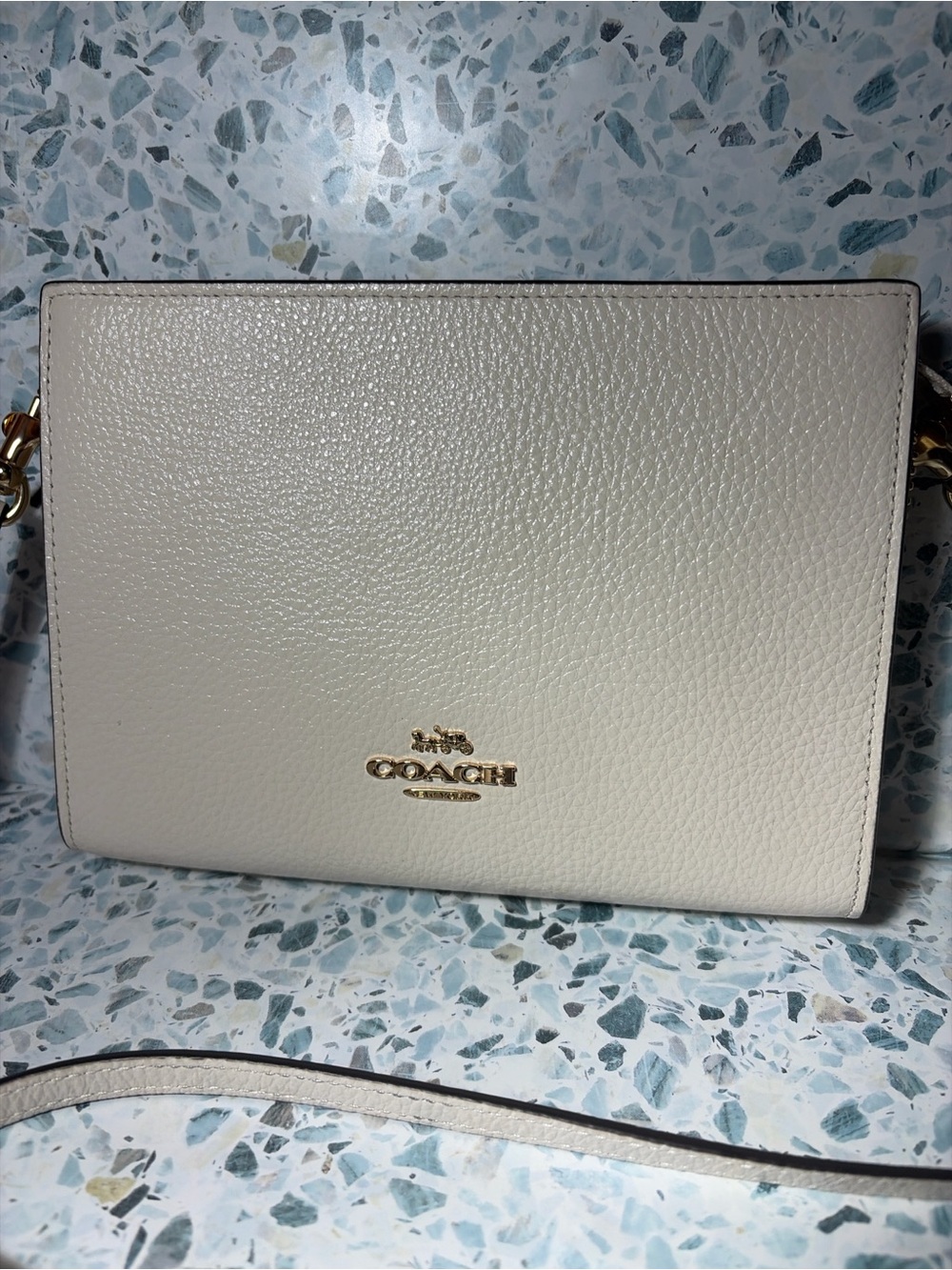 Coach Cat 21 Chalk Pebbled Leather Crossbody Clutch Bag - Picture 2 of 6